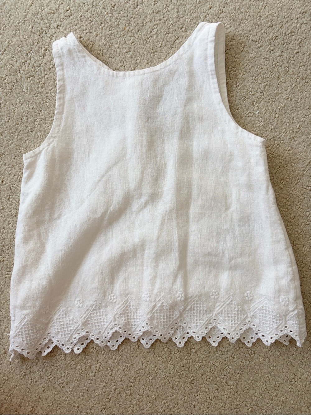 White Embroidered Tank Top With Eyelet